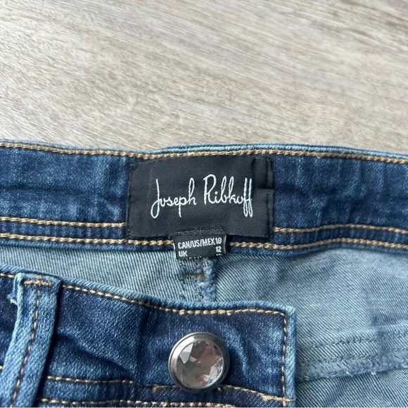 Joseph Ribkoff Paisley Embroidered Stretchy Skinny  Jeans - Picture 5 of 15